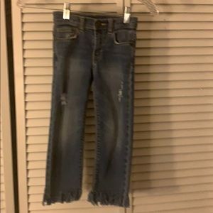 Girls denim long jeans with leg hole designs